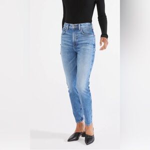 Etica distressed high waisted straight blue denim jeans